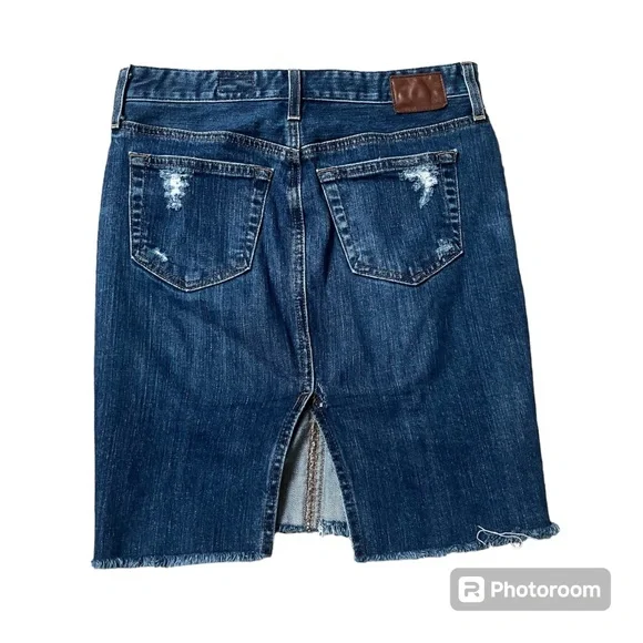 AG Adriano Goldschmied Women’s Distressed Pencil Blue Denim Skirt, size 25 - Picture 3 of 5